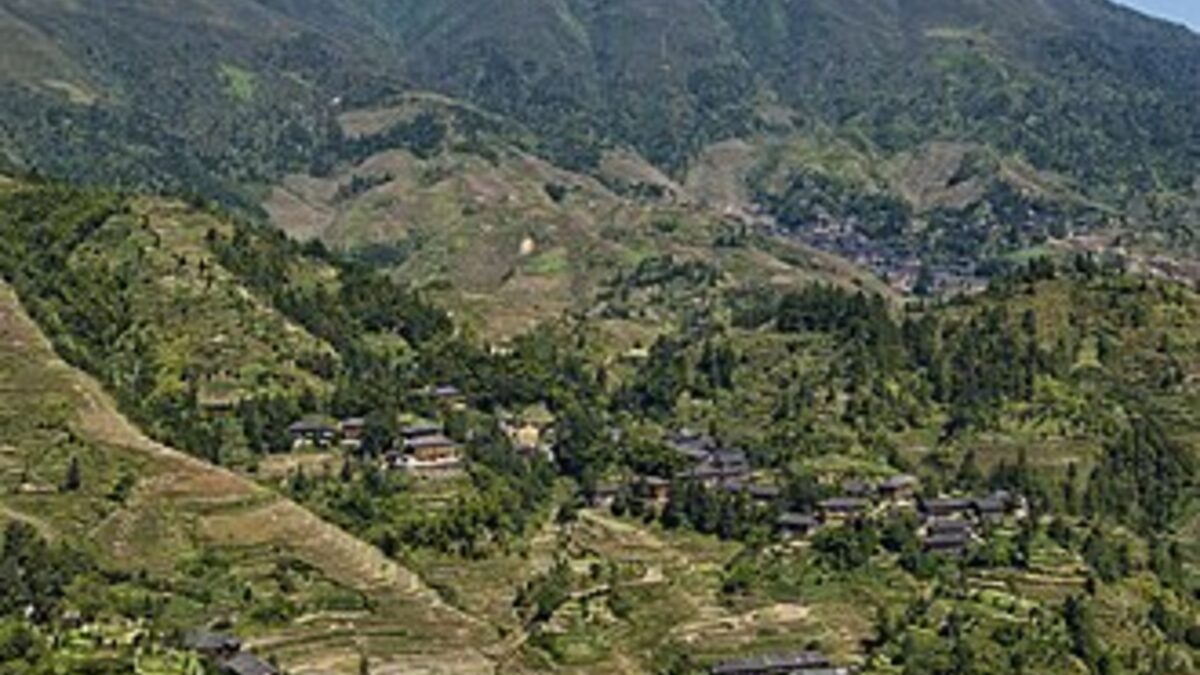Ping An village среди Longji terraces