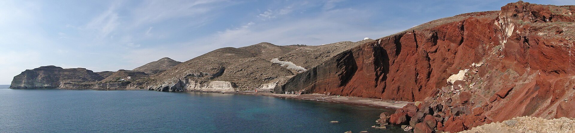 Red Beach и volcanic coast Santorini