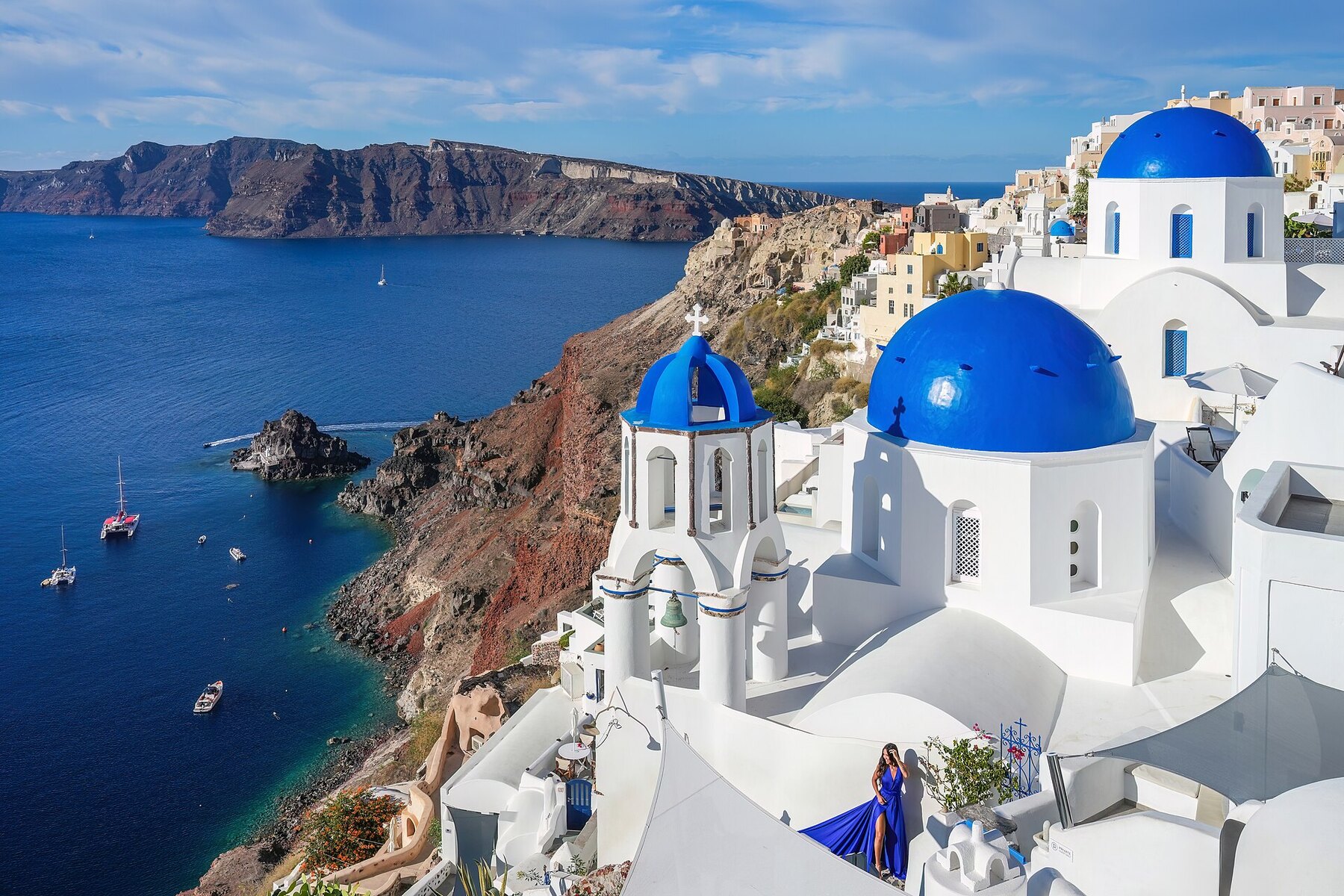 Oia и blue domes Santorini